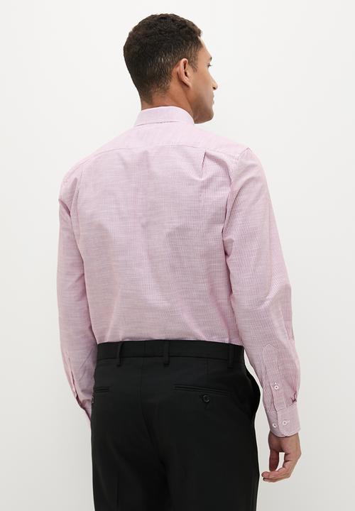 POLO - Mens textured slub long sleeve shirt pink