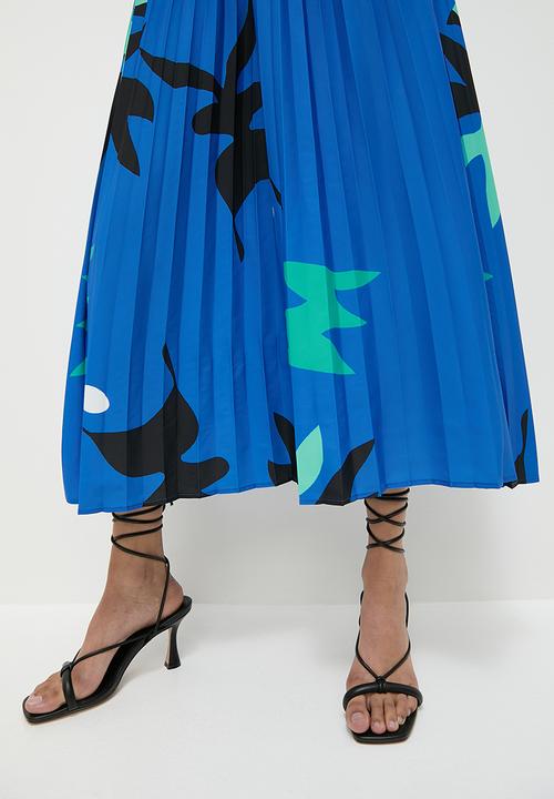 Superbalist - Co-ord border print modaxi pleated skirt - blues