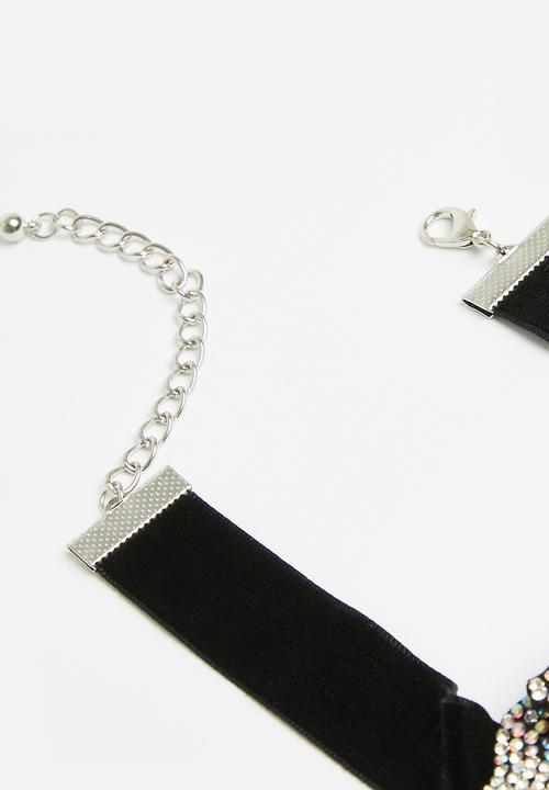 Superbalist - Diamante flower choker - black & silver