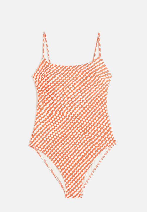H&M - Padded-cup swimsuit - red/patterned