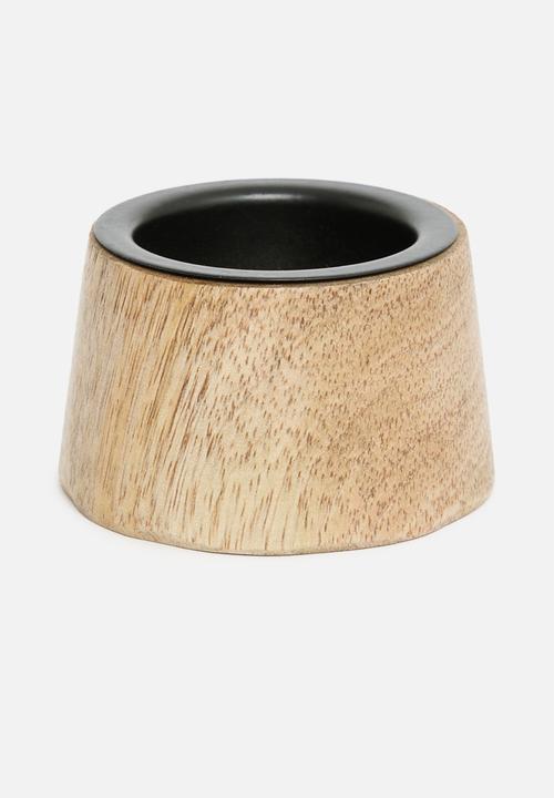 H&S - Mango wood tealight candle holder set of 2 - natural