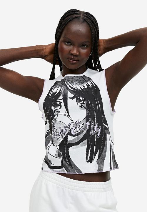 H&M - Printed vest top - white/billie eilish