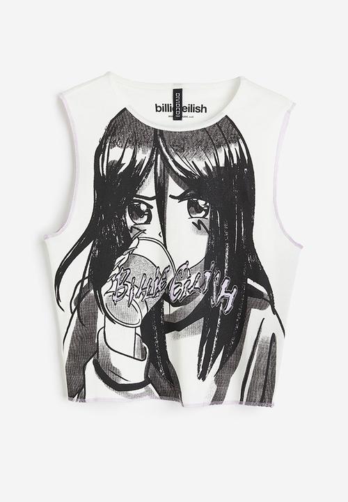 H&M - Printed vest top - white/billie eilish