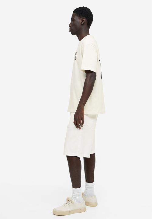 H&M - Relaxed fit printed t-shirt - cream/boring pals