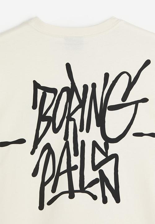 H&M - Relaxed fit printed t-shirt - cream/boring pals