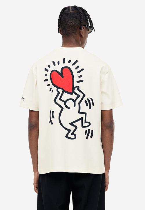 H&M - Relaxed fit t-shirt - cream/keith haring