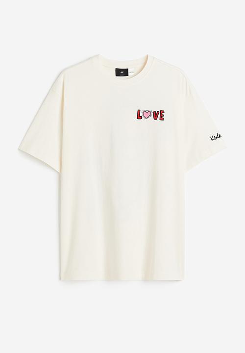 H&M - Relaxed fit t-shirt - cream/keith haring