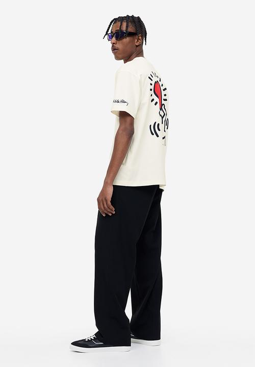 H&M - Relaxed fit t-shirt - cream/keith haring