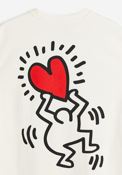 H&M - Relaxed fit t-shirt - cream/keith haring