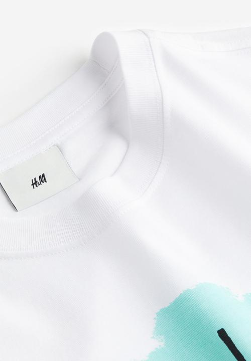 H&M - Loose fit printed t-shirt - white/sunshine