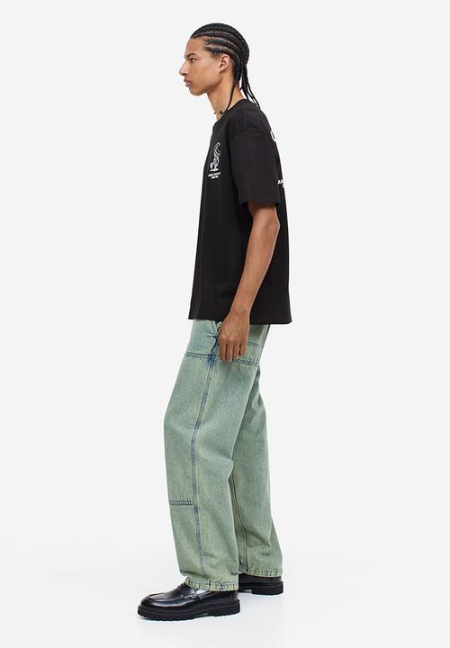 H&M - Relaxed fit printed t-shirt - black/pizza slice