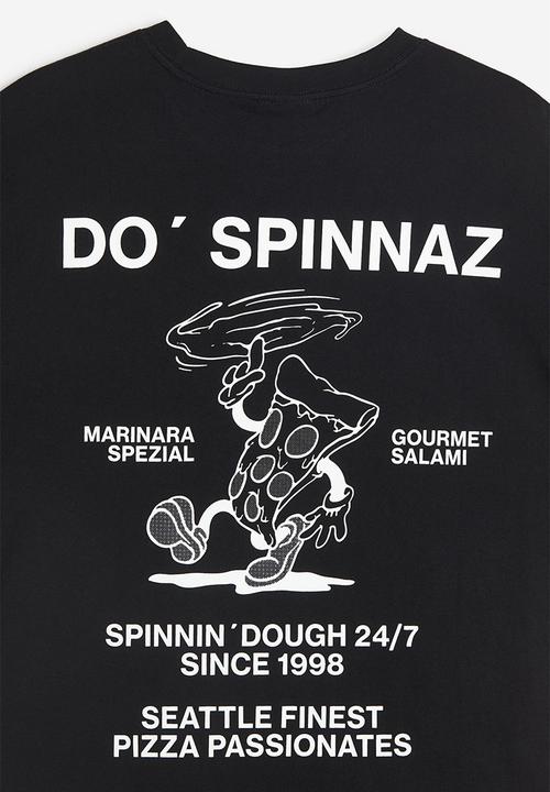 H&M - Relaxed fit printed t-shirt - black/pizza slice