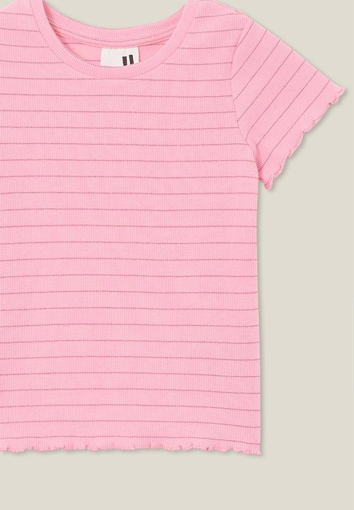 Cotton On - Raya rib baby tee - cali pink/sparkle
