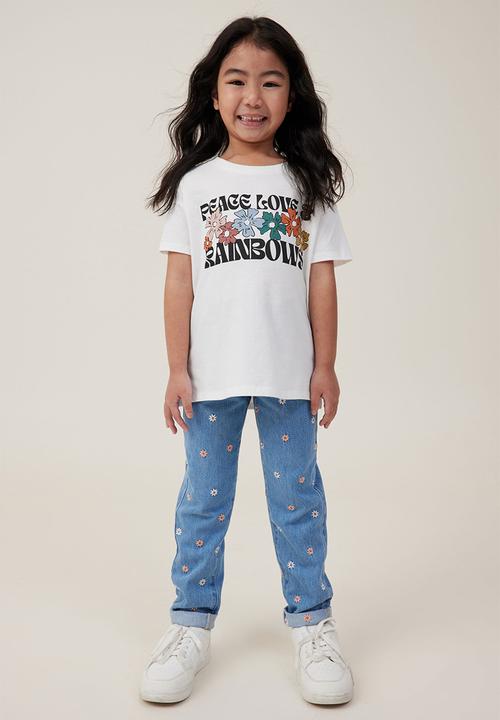 Cotton On - Poppy short sleeve print tee - vanilla/peace love
