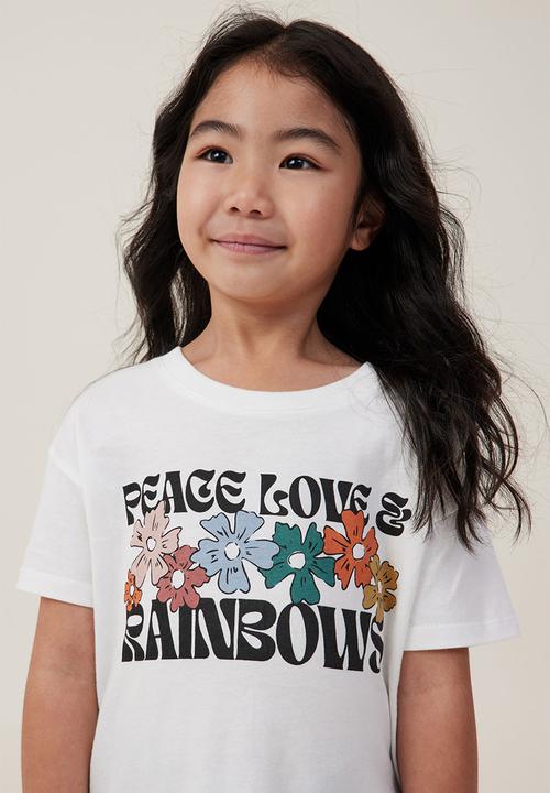 Cotton On - Poppy short sleeve print tee - vanilla/peace love