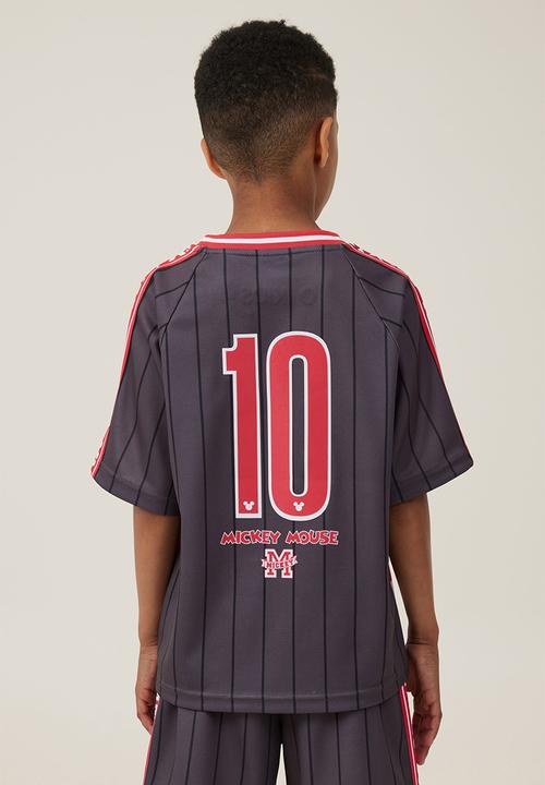 Cotton On - License soccer jersey - lcn dis rabbit grey stripe 10/mickey smile