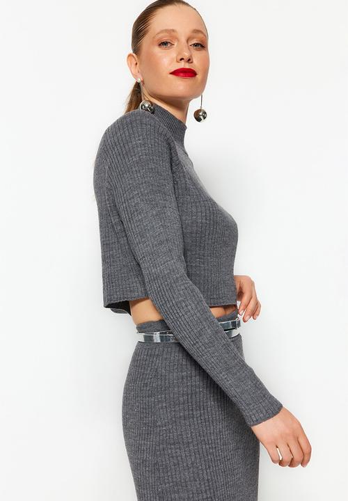 Trendyol - Basic knitwear top & bottom set - anthracite