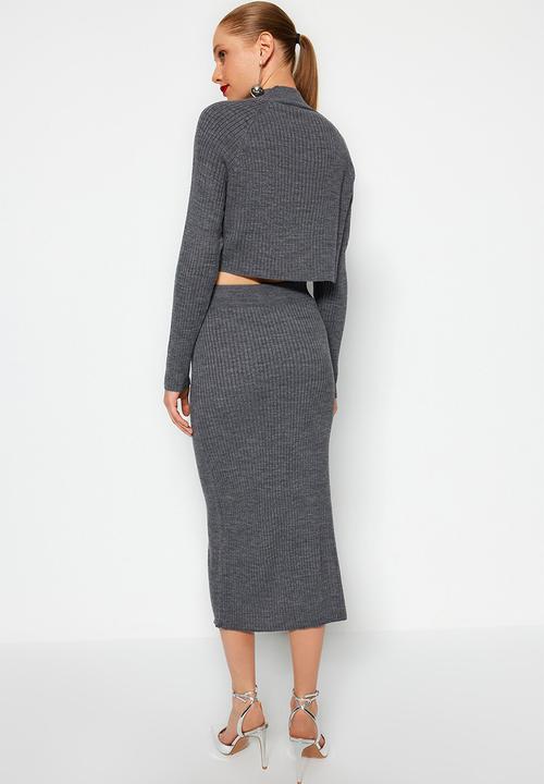 Trendyol - Basic knitwear top & bottom set - anthracite