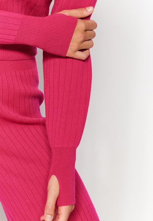 Trendyol - Crop knitwear top & bottom set - fuchsia
