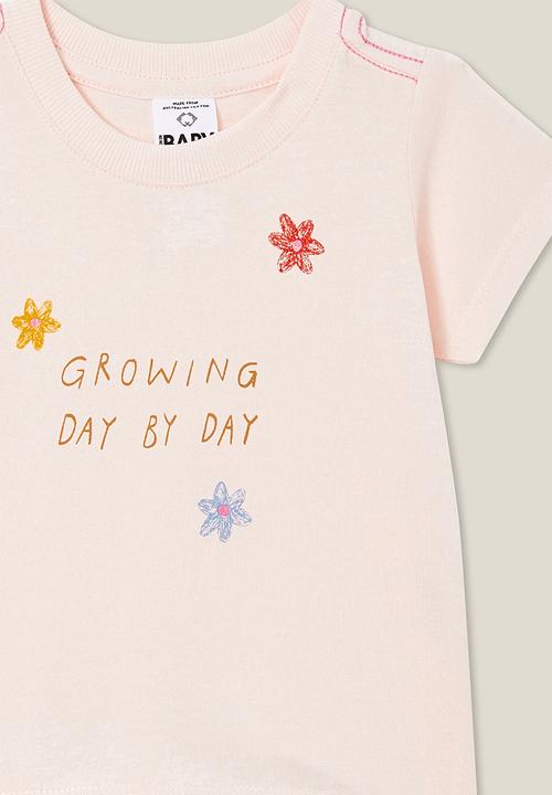Cotton On - Jamie short sleeve tee - crystal pink/growing day by day