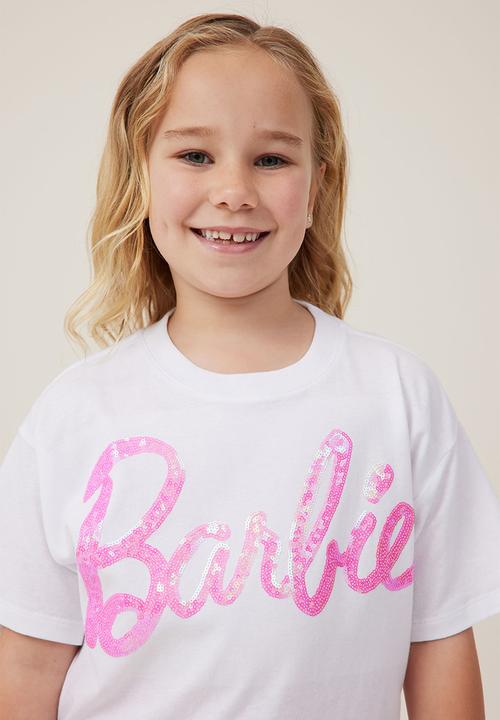 Cotton On - License drop shoulder short sleeve tee - lcn mat barbie/white