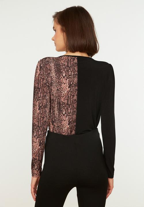 Trendyol - Colour block animal print bodysuit - multi