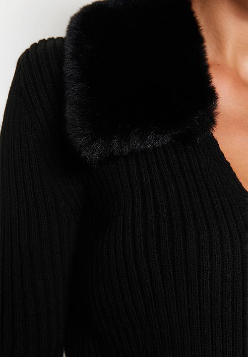 Trendyol - Faux fur detail sweater - black