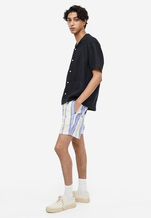 H&M - Regular fit linen-blend shorts - blue,multi