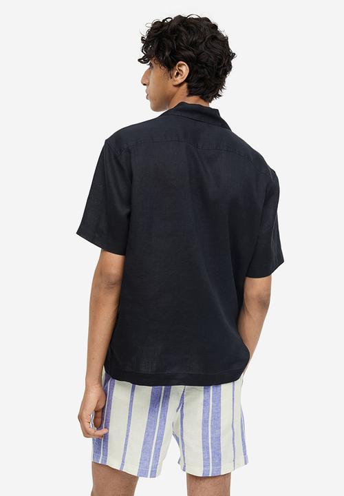 H&M - Regular fit linen-blend shorts - blue,multi