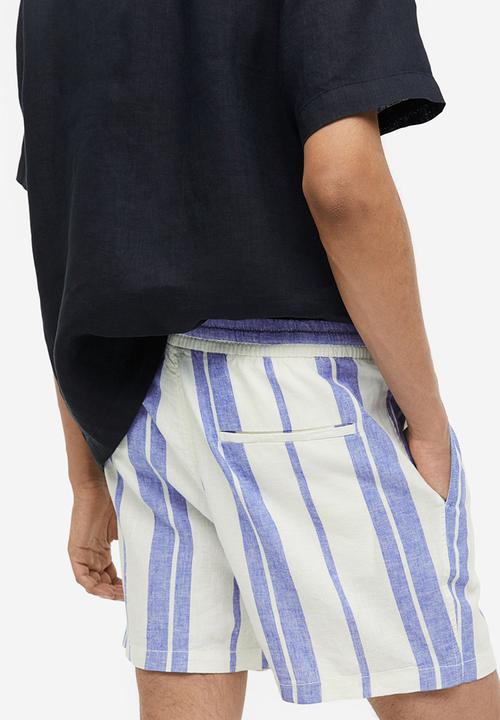 H&M - Regular fit linen-blend shorts - blue,multi