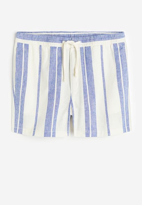 H&M - Regular fit linen-blend shorts - blue,multi