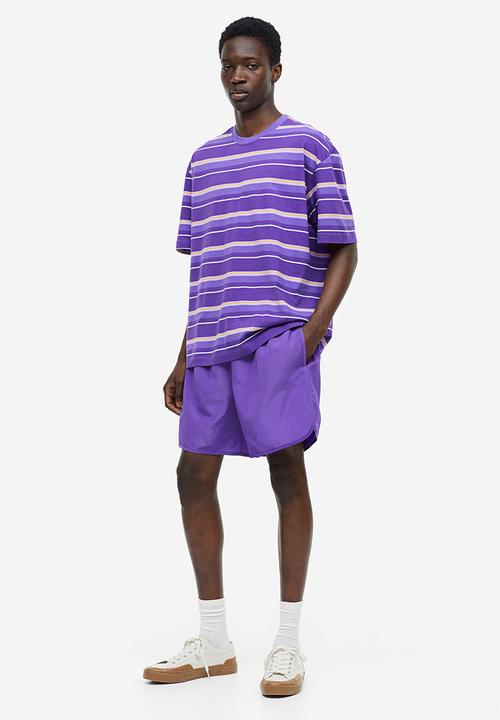 H&M - Relaxed fit cotton t-shirt - purple/striped