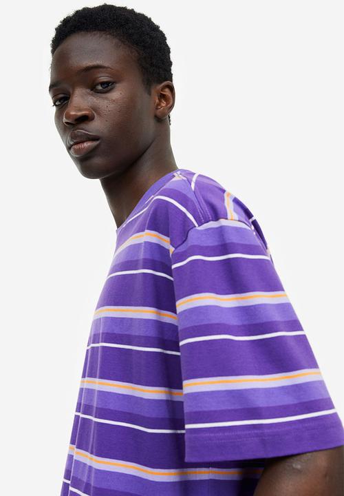 H&M - Relaxed fit cotton t-shirt - purple/striped