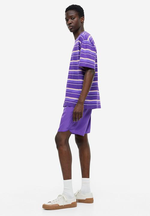 H&M - Relaxed fit cotton t-shirt - purple/striped