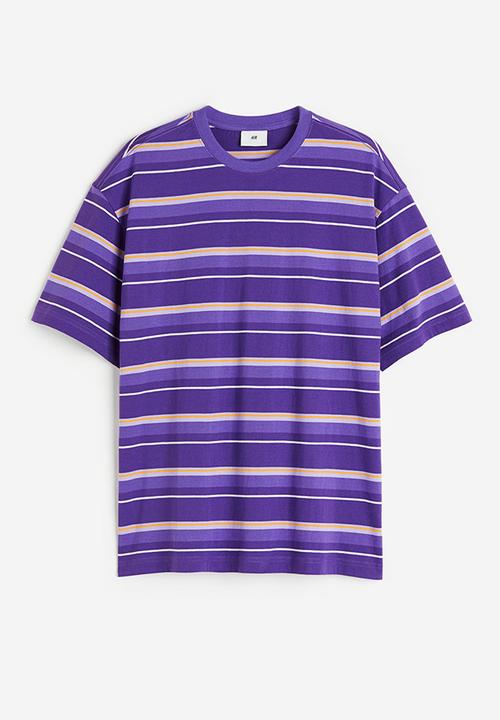 H&M - Relaxed fit cotton t-shirt - purple/striped