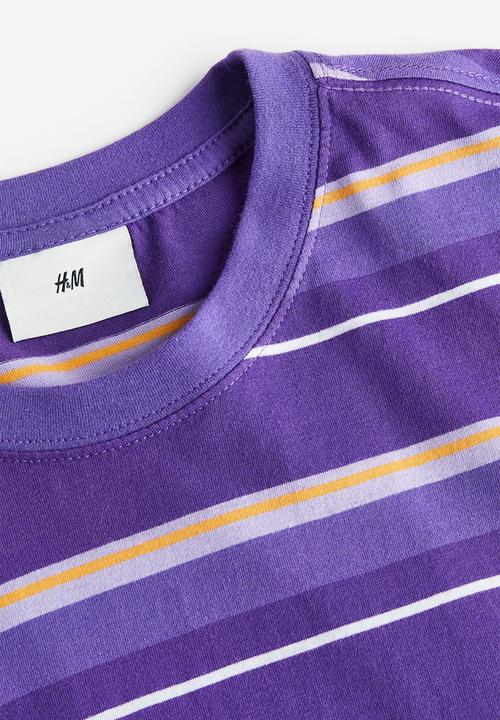 H&M - Relaxed fit cotton t-shirt - purple/striped