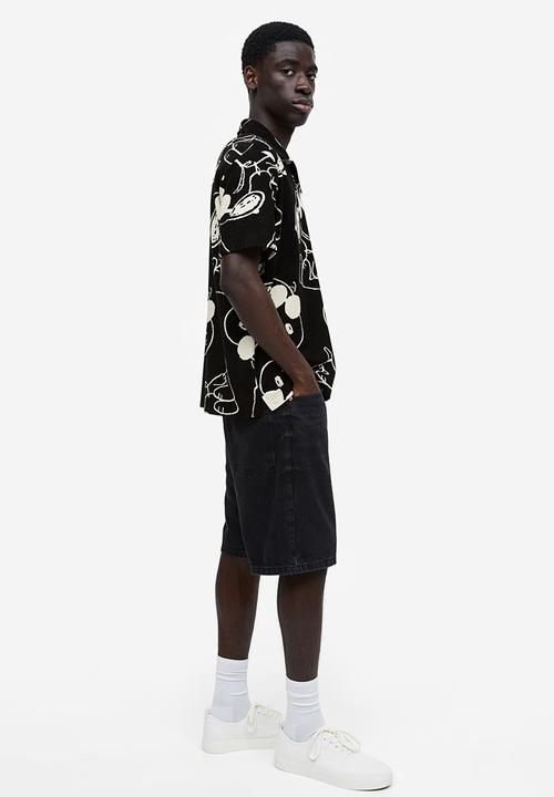 H&M - Regular fit terry polo shirt - black/snoopy