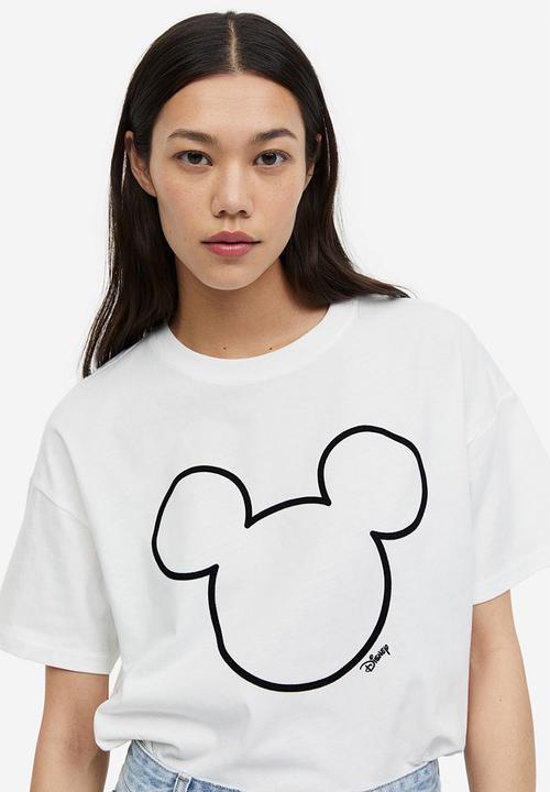 H&M - Oversized printed t-shirt - white/mickey mouse