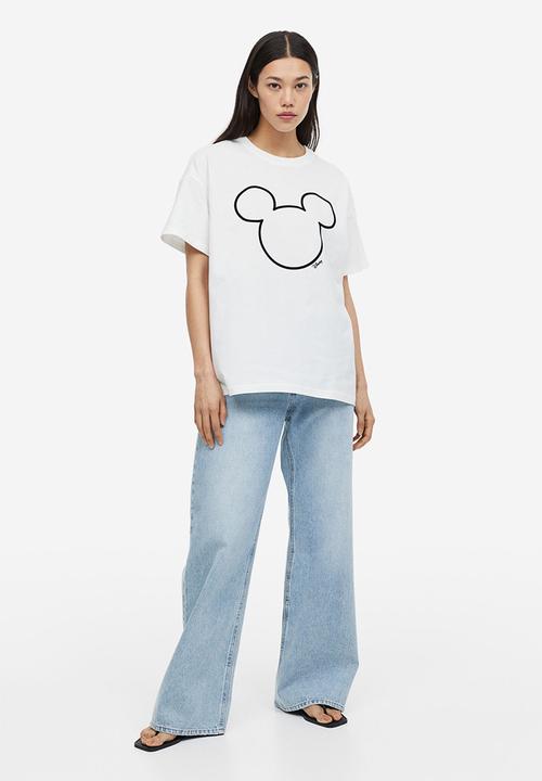 H&M - Oversized printed t-shirt - white/mickey mouse