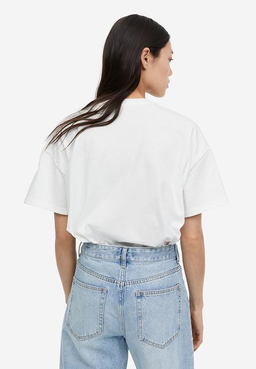 H&M - Oversized printed t-shirt - white/mickey mouse