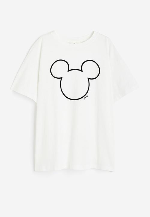 H&M - Oversized printed t-shirt - white/mickey mouse