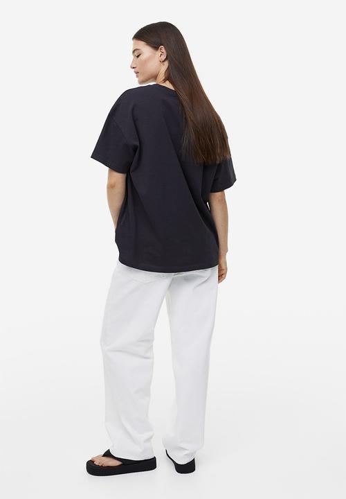 H&M - Oversized printed t-shirt - dark grey/nirvana