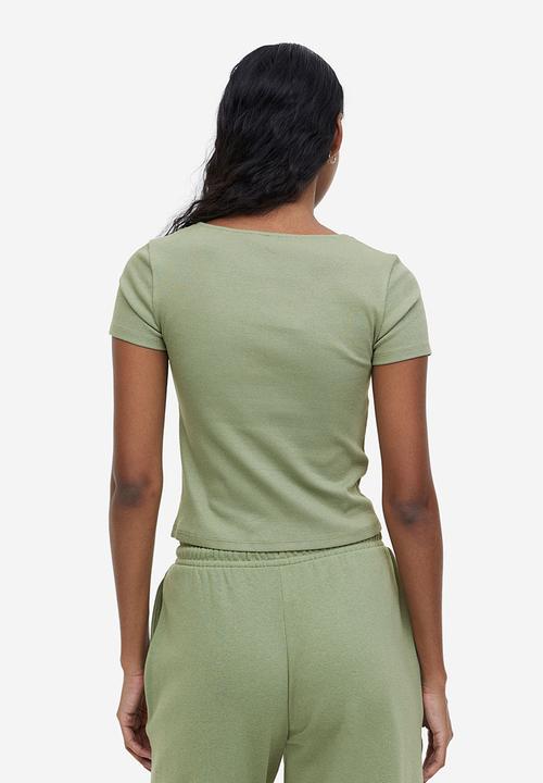 H&M - Ribbed top - light khaki green