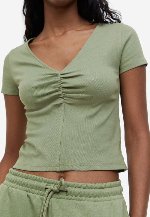 H&M - Ribbed top - light khaki green