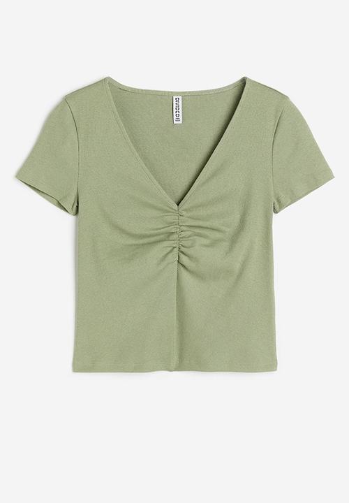 H&M - Ribbed top - light khaki green