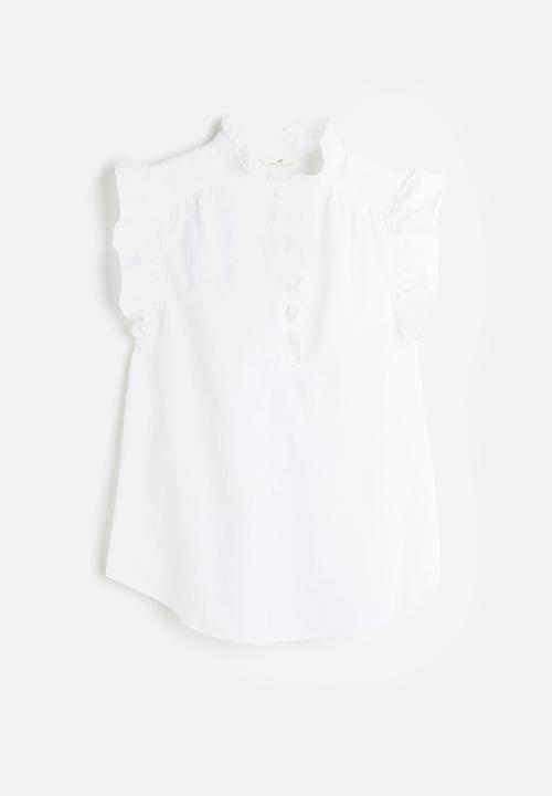 H&M - Frill-trimmed linen-blend blouse - white
