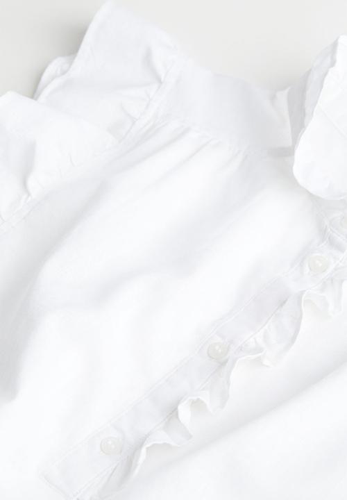 H&M - Frill-trimmed linen-blend blouse - white