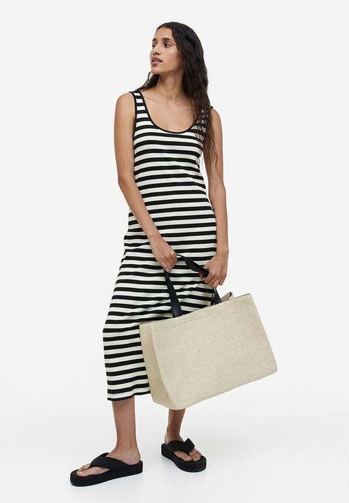 H&M - Ribbed dress - black/white striped
