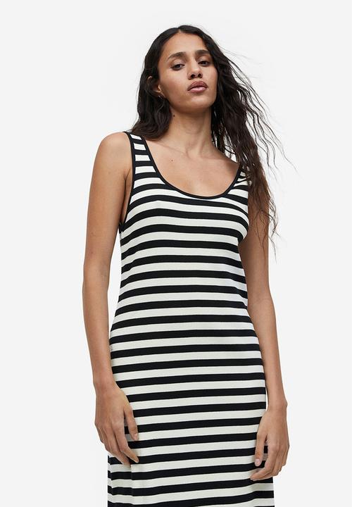 H&M - Ribbed dress - black/white striped