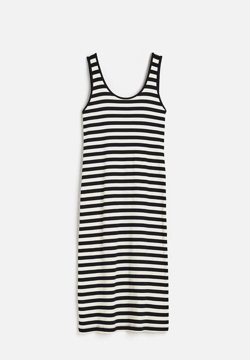 H&M - Ribbed dress - black/white striped